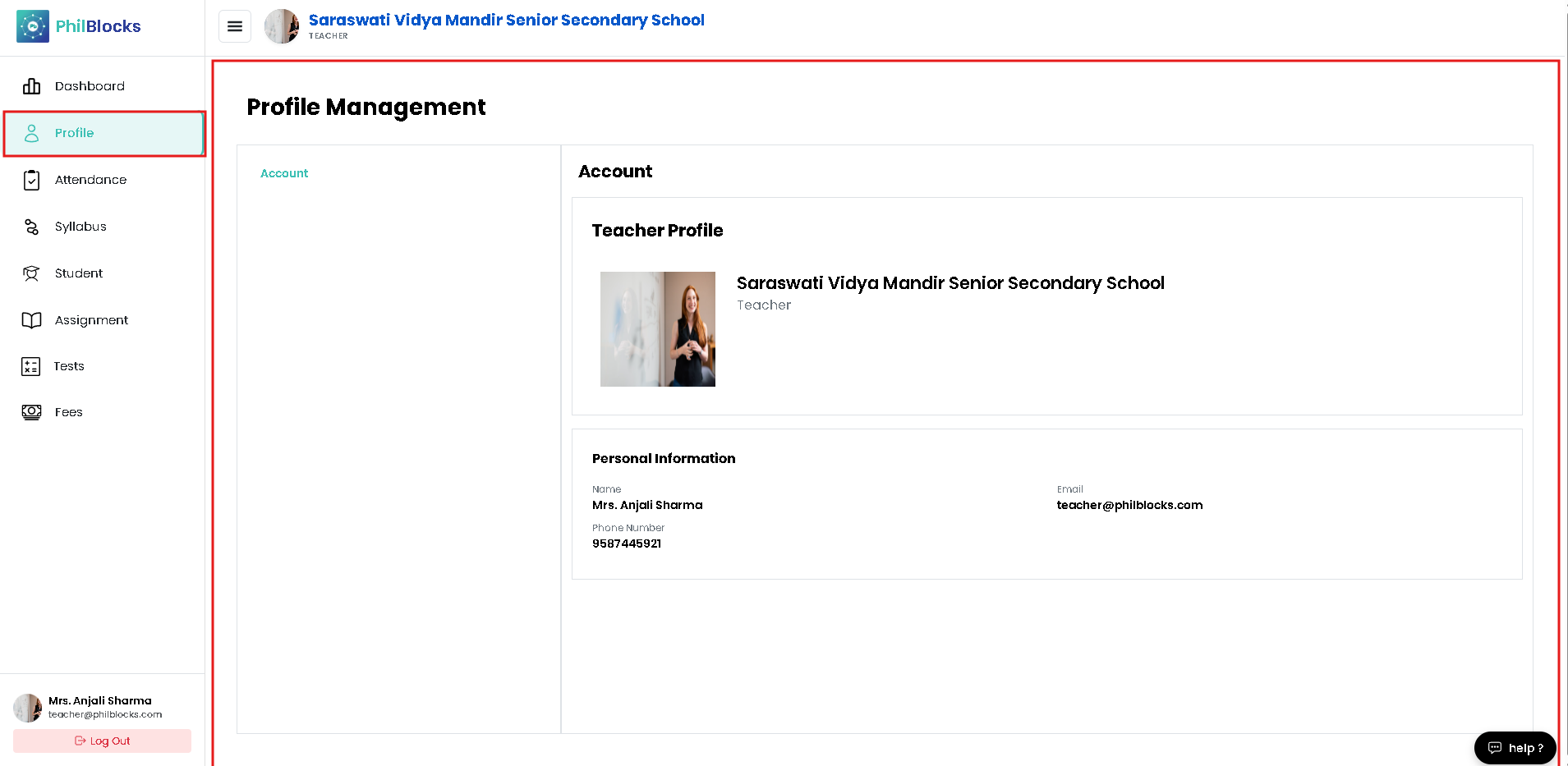 Teacher profile