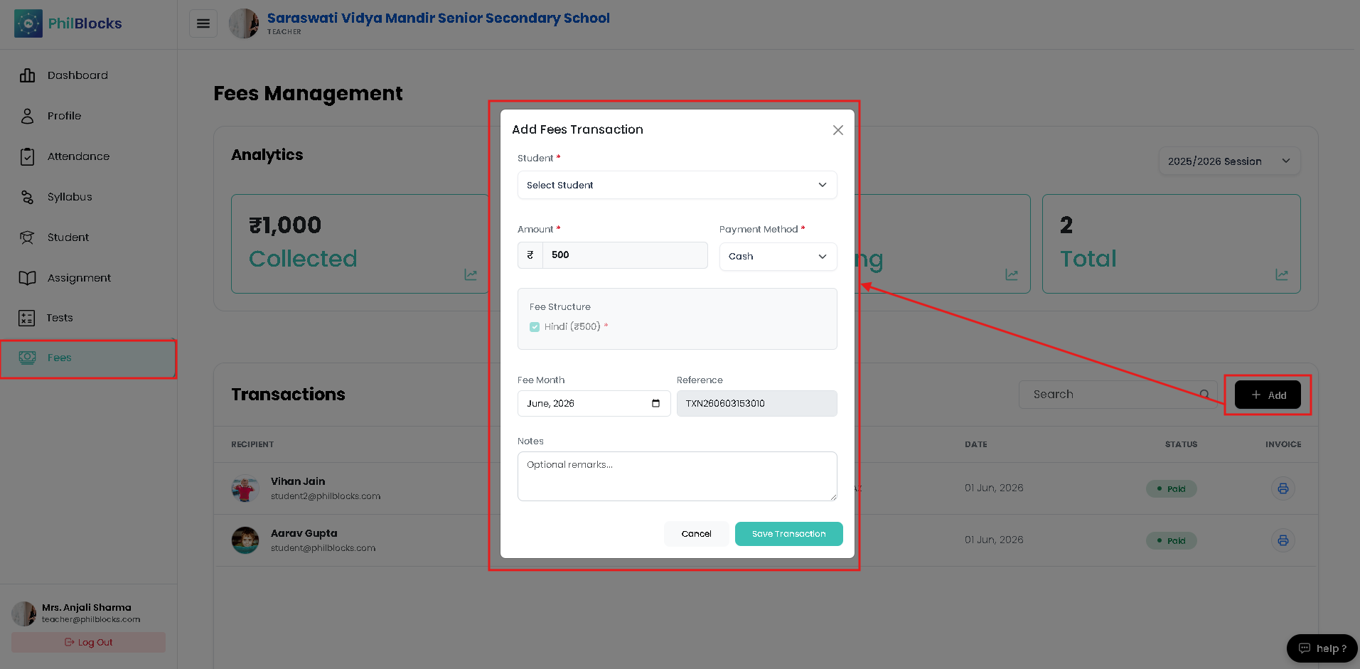 Fees analytics